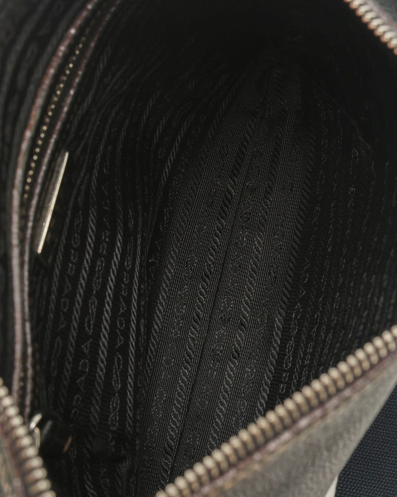 Prada Leather Logo Hobo Messenger Bag