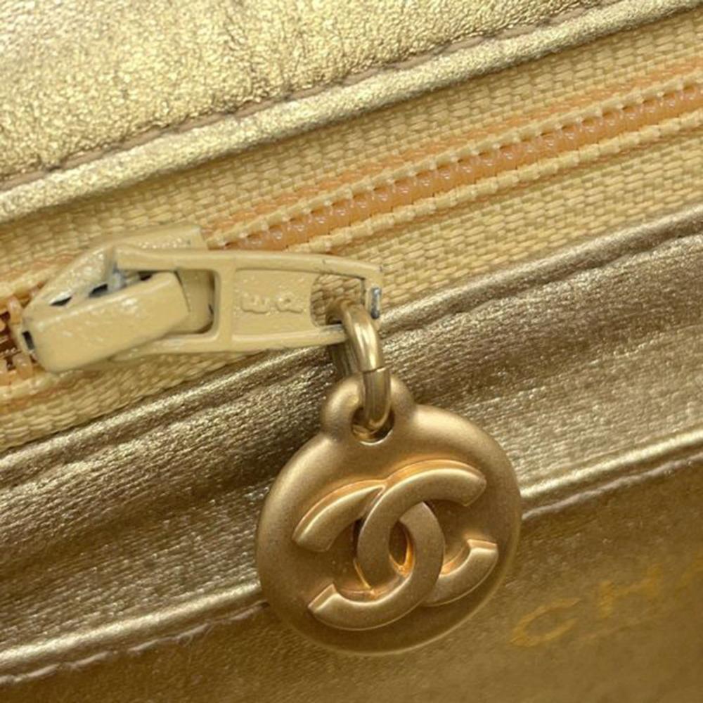 Chanel B Chanel Gold Lambskin Leather Leather Mini Square Classic Lambskin Single Flap France