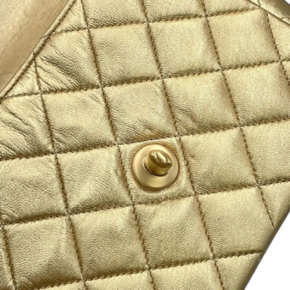 Chanel B Chanel Gold Lambskin Leather Leather Mini Square Classic Lambskin Single Flap France