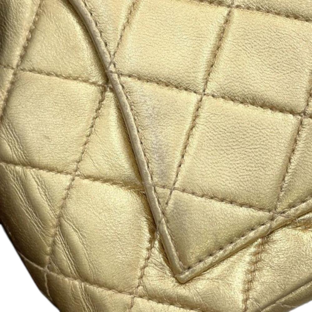 Chanel B Chanel Gold Lambskin Leather Leather Mini Square Classic Lambskin Single Flap France