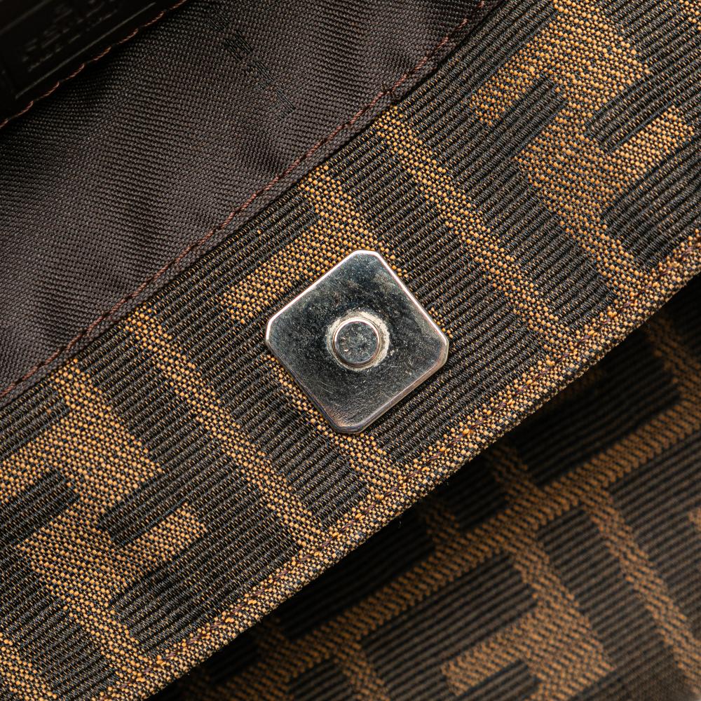 Fendi B Fendi Brown Canvas Fabric Small Zucca Twins Tote Italy