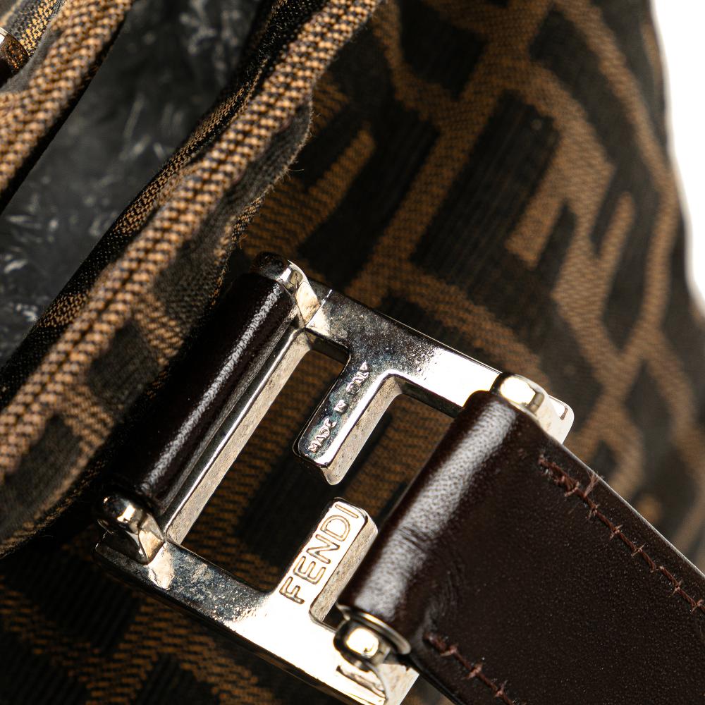 Fendi B Fendi Brown Canvas Fabric Small Zucca Twins Tote Italy