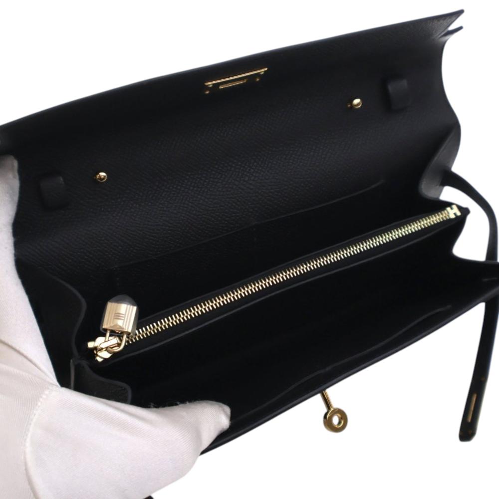 Hermès AB Hermès Black Calf Leather Epsom Kelly To Go Wallet France