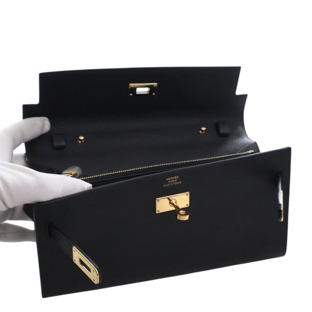 Hermès AB Hermès Black Calf Leather Epsom Kelly To Go Wallet France