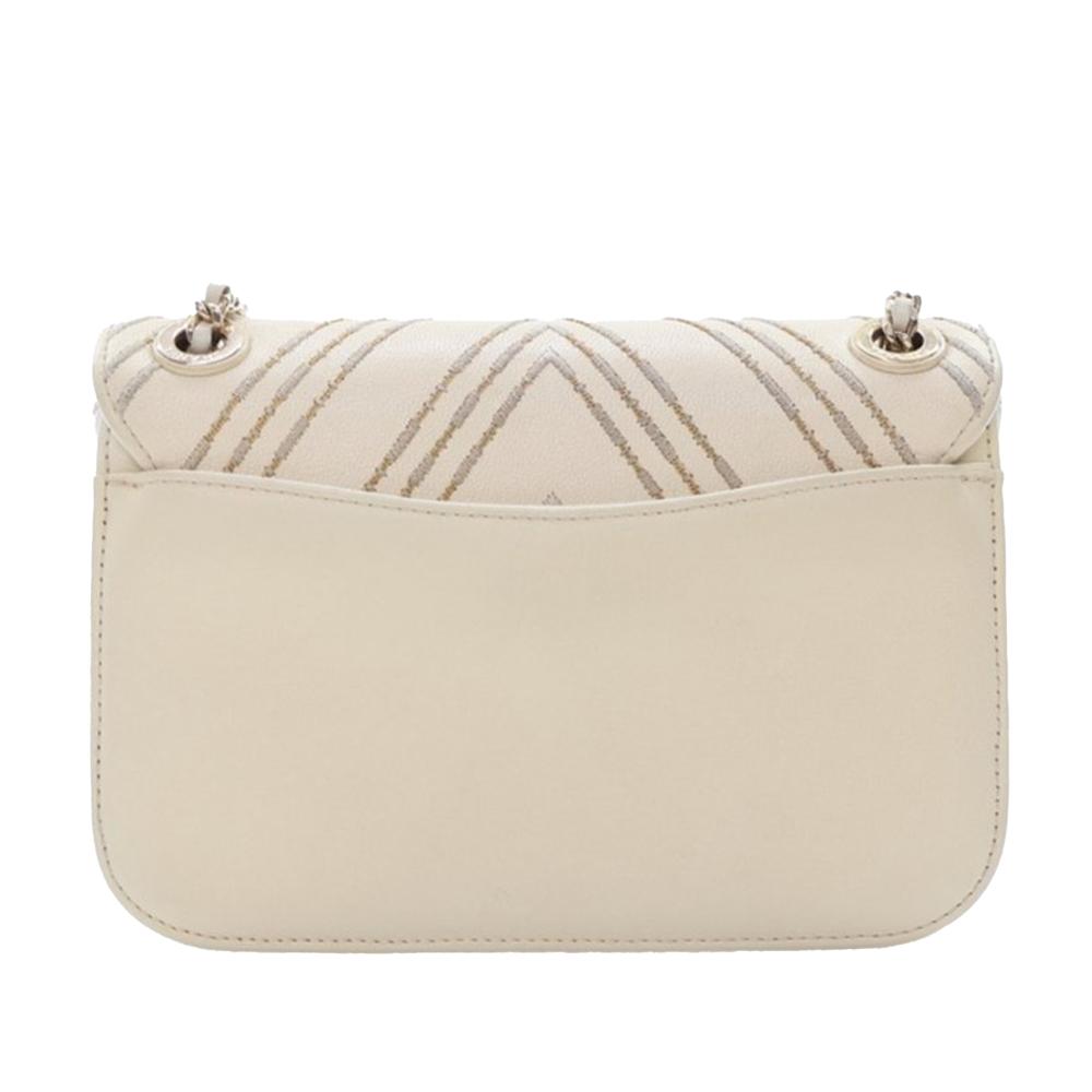 Chanel AB Chanel White Ivory Sheepskin Leather Leather Small CC Chevron Sheepskin Subtle Flap Italy