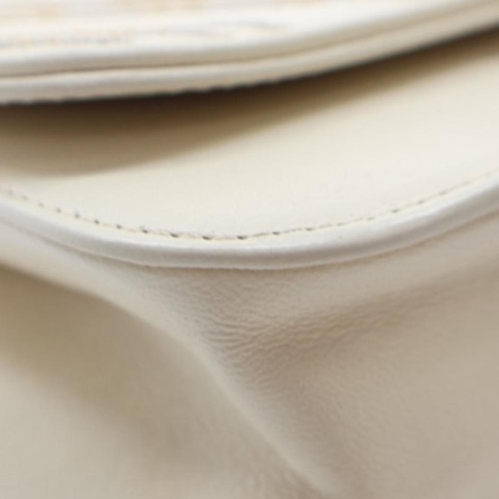 Chanel AB Chanel White Ivory Sheepskin Leather Leather Small CC Chevron Sheepskin Subtle Flap Italy