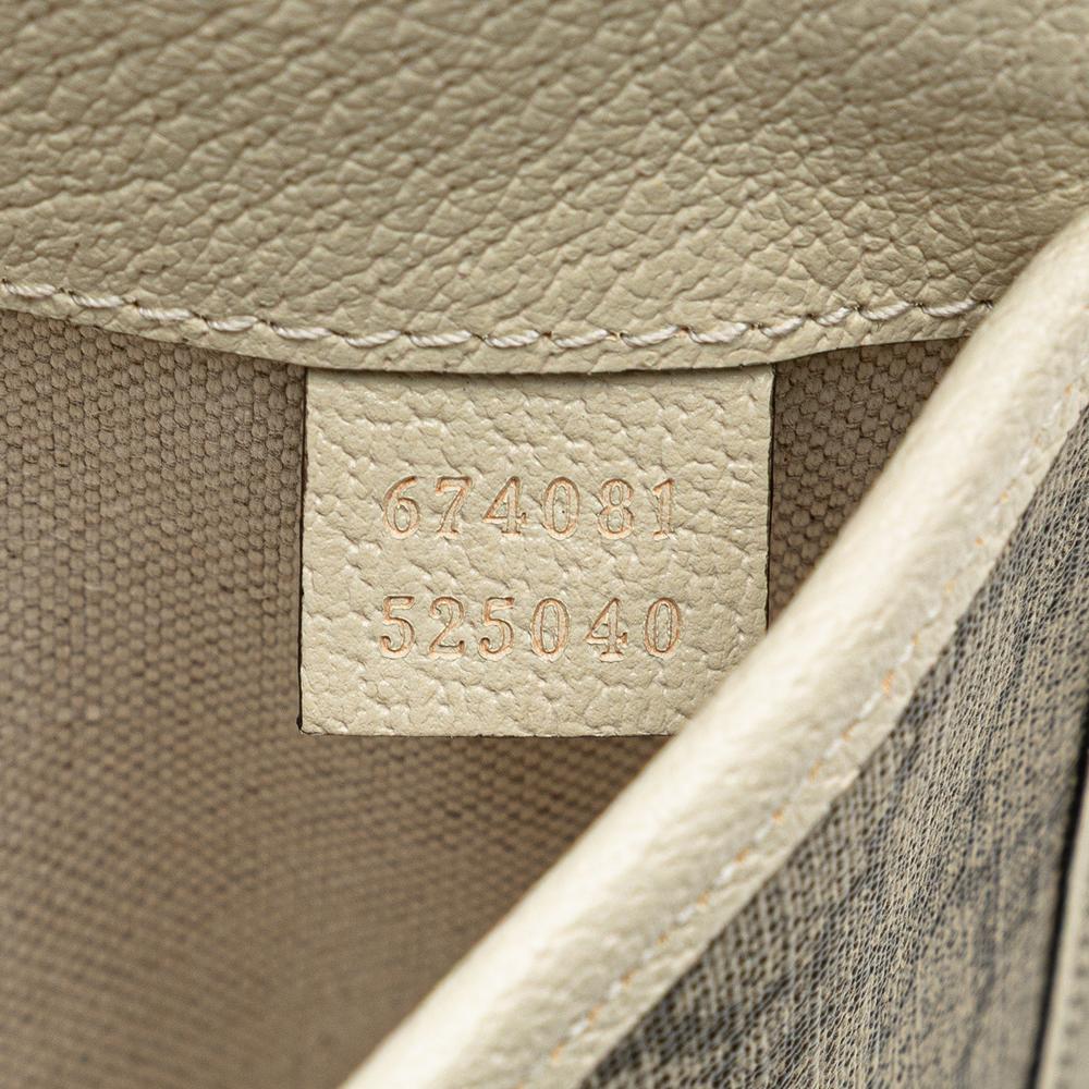 Gucci AB Gucci Brown Beige with White Coated Canvas Fabric GG Supreme Ophidia Belt Bag Italy