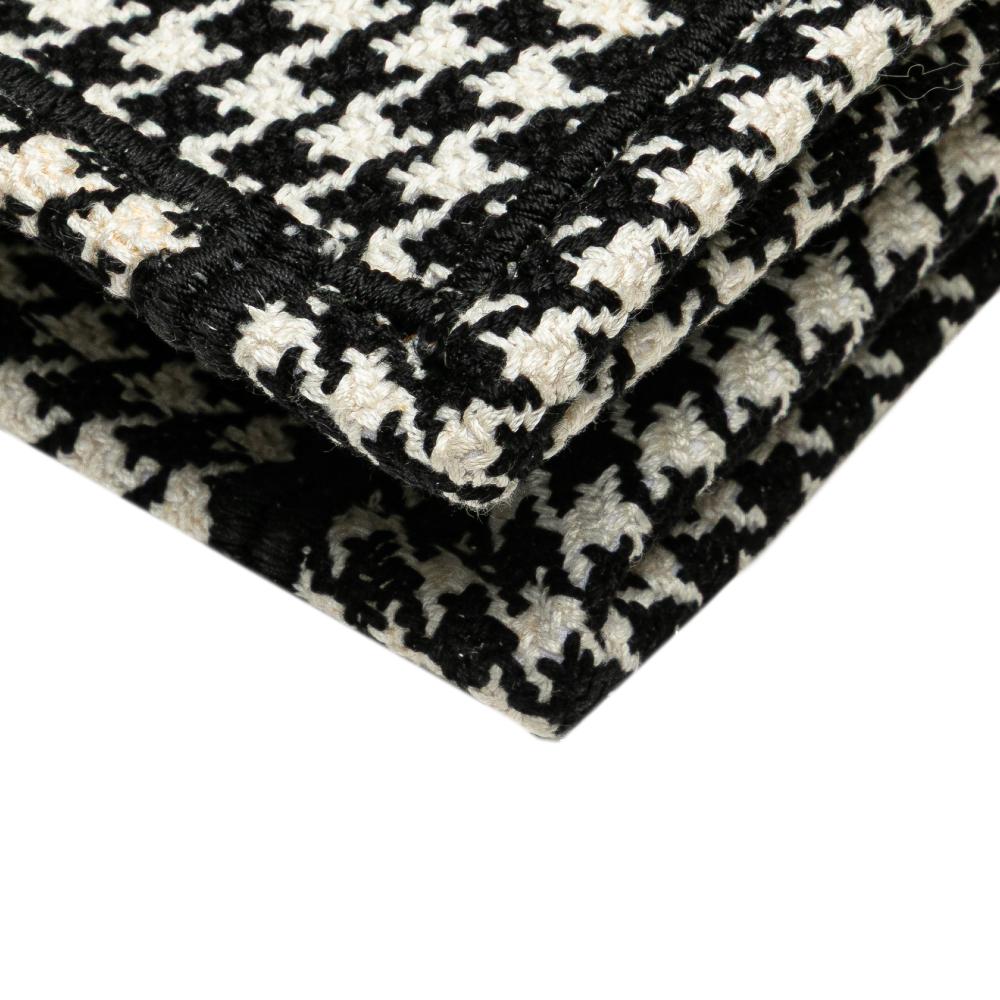 Christian Dior B Dior Black Canvas Fabric Large Houndstooth Embroidered Book Tote Italy