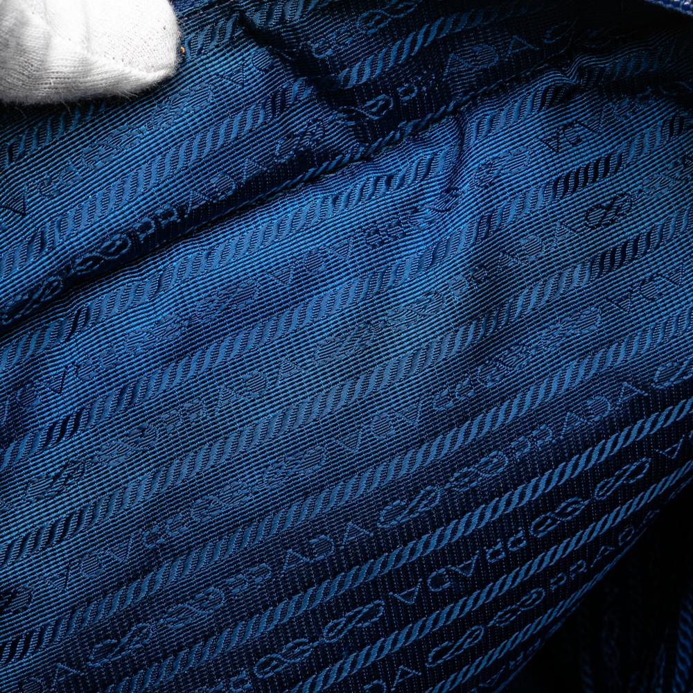 Prada B Prada Blue Nylon Fabric Tessuto Satchel Italy