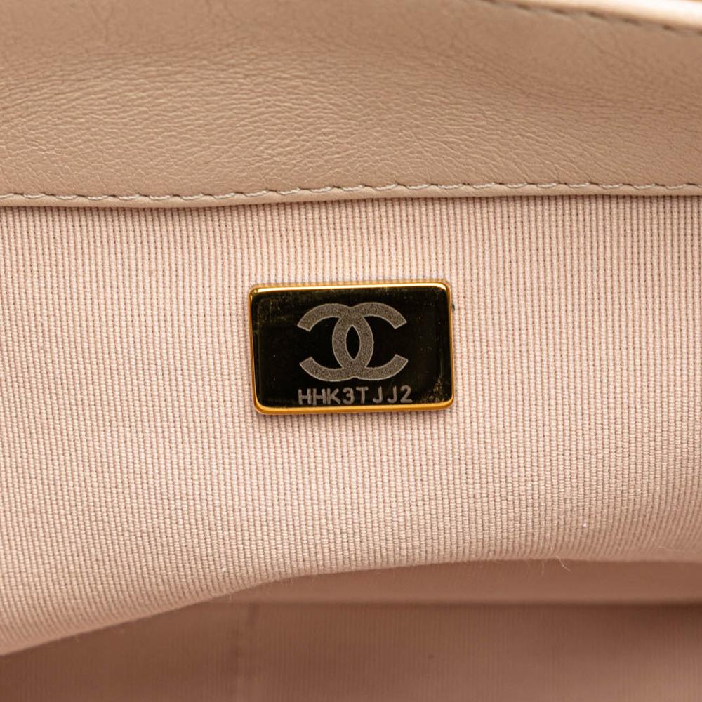 Chanel B Chanel Brown Beige Lambskin Leather Leather Large Lambskin 19 Flap Italy