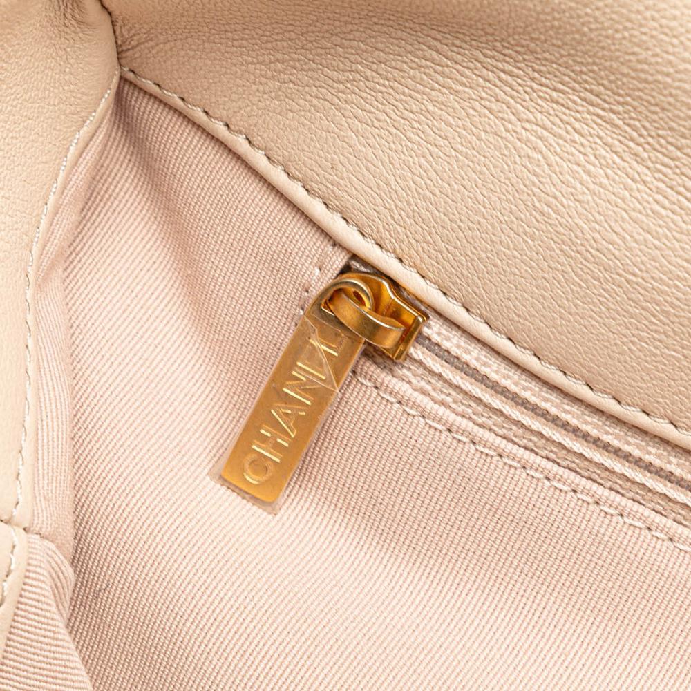 Chanel B Chanel Brown Beige Lambskin Leather Leather Large Lambskin 19 Flap Italy