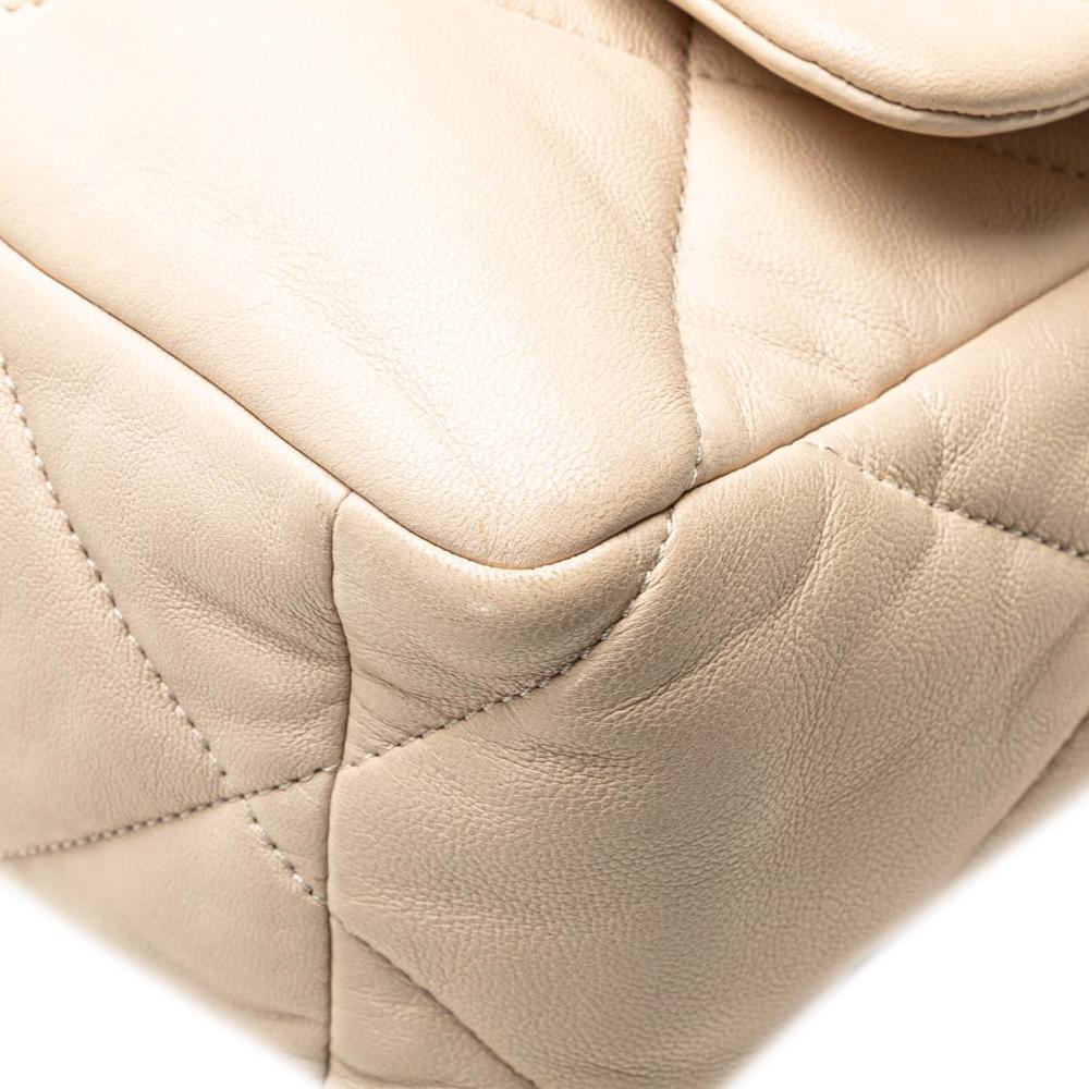 Chanel B Chanel Brown Beige Lambskin Leather Leather Large Lambskin 19 Flap Italy