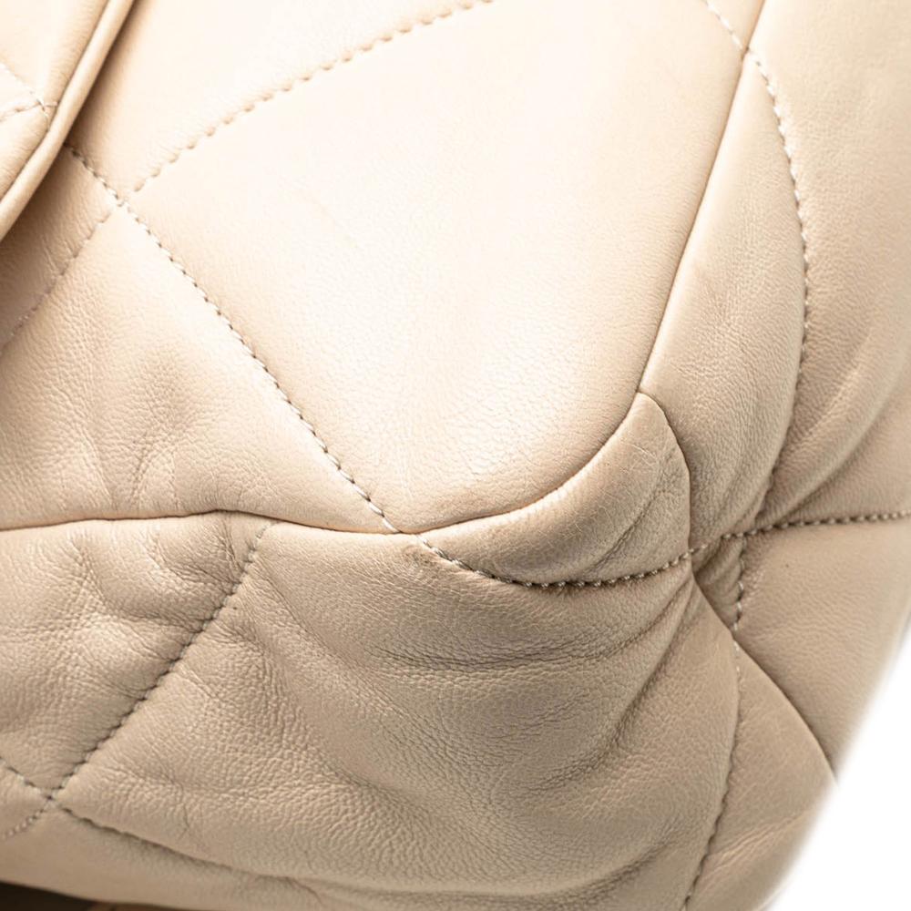 Chanel B Chanel Brown Beige Lambskin Leather Leather Large Lambskin 19 Flap Italy