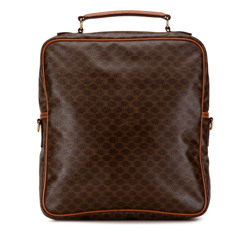 Celine B Celine Brown Coated Canvas Fabric Macadam Satchel Italy