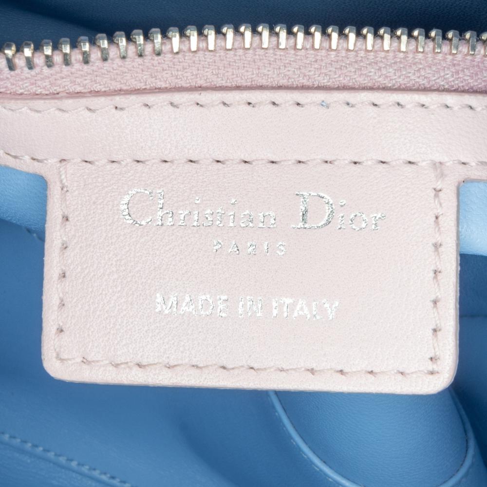 Christian Dior B Dior Red Lambskin Leather Leather Medium Tricolor Lambskin Cannage Lady Dior Italy