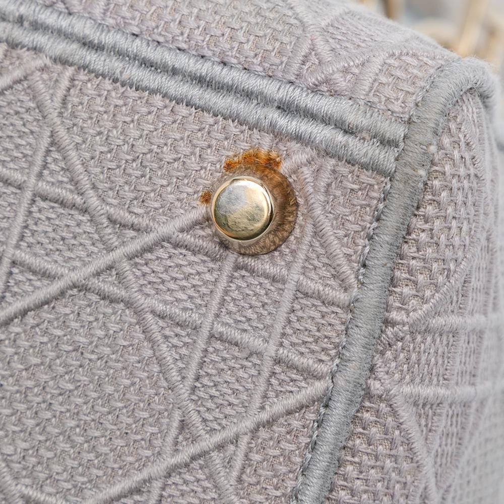 Christian Dior B Dior Gray Light Gray Canvas Fabric Medium Cannage Lady D Lite Italy