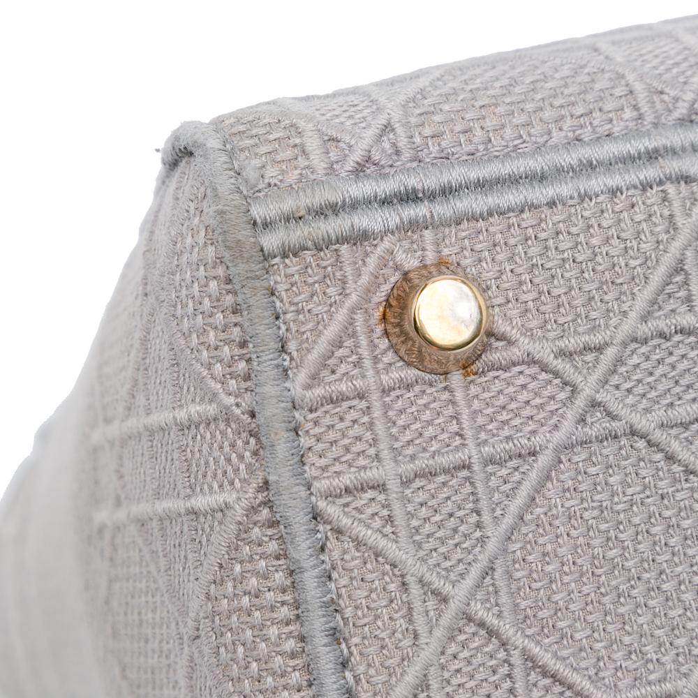 Christian Dior B Dior Gray Light Gray Canvas Fabric Medium Cannage Lady D Lite Italy