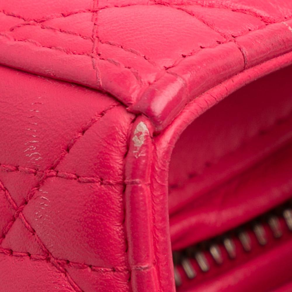 Christian Dior B Dior Pink Hot Pink Lambskin Leather Leather Medium Lambskin Cannage Lady Dior Italy