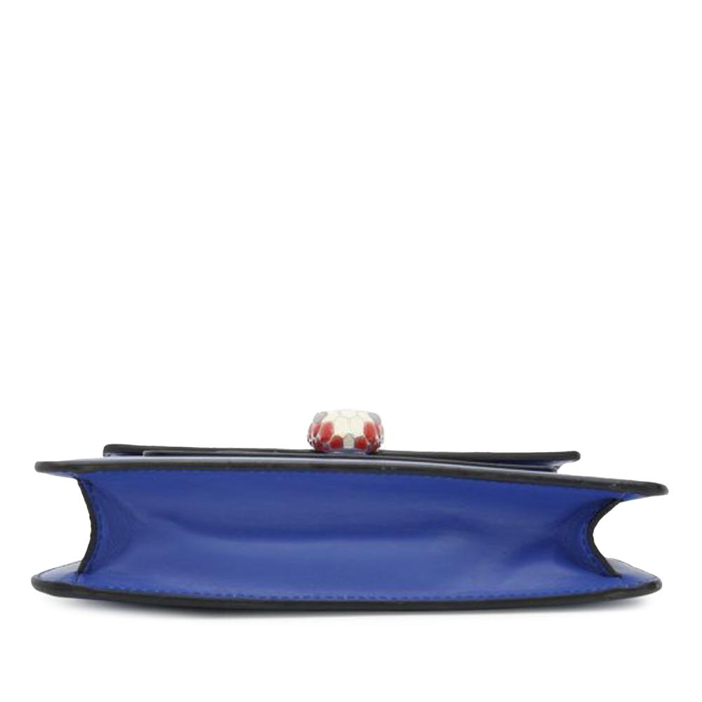 Bvlgari B Bvlgari Blue Calf Leather Small Square Serpenti Forever Chain Crossbody Italy