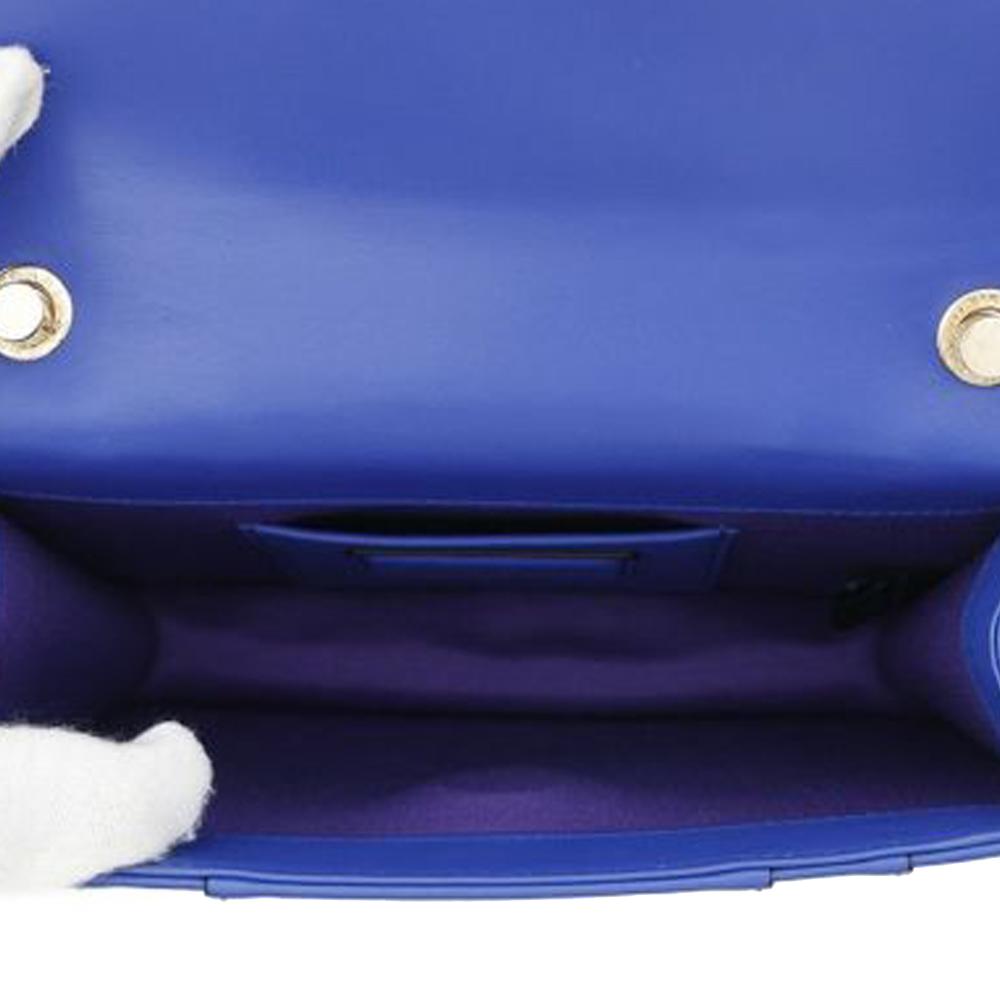 Bvlgari B Bvlgari Blue Calf Leather Small Square Serpenti Forever Chain Crossbody Italy