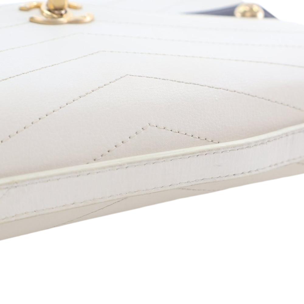 Chanel AB Chanel White Calf Leather Medium Chevron skin Casual Trip Flap Italy