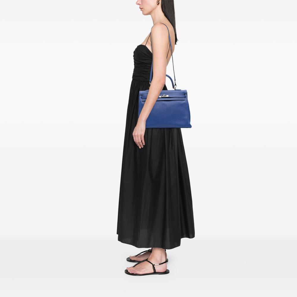 Hermès B Hermès Blue Calf Leather Togo Kelly II Retourne 35 France