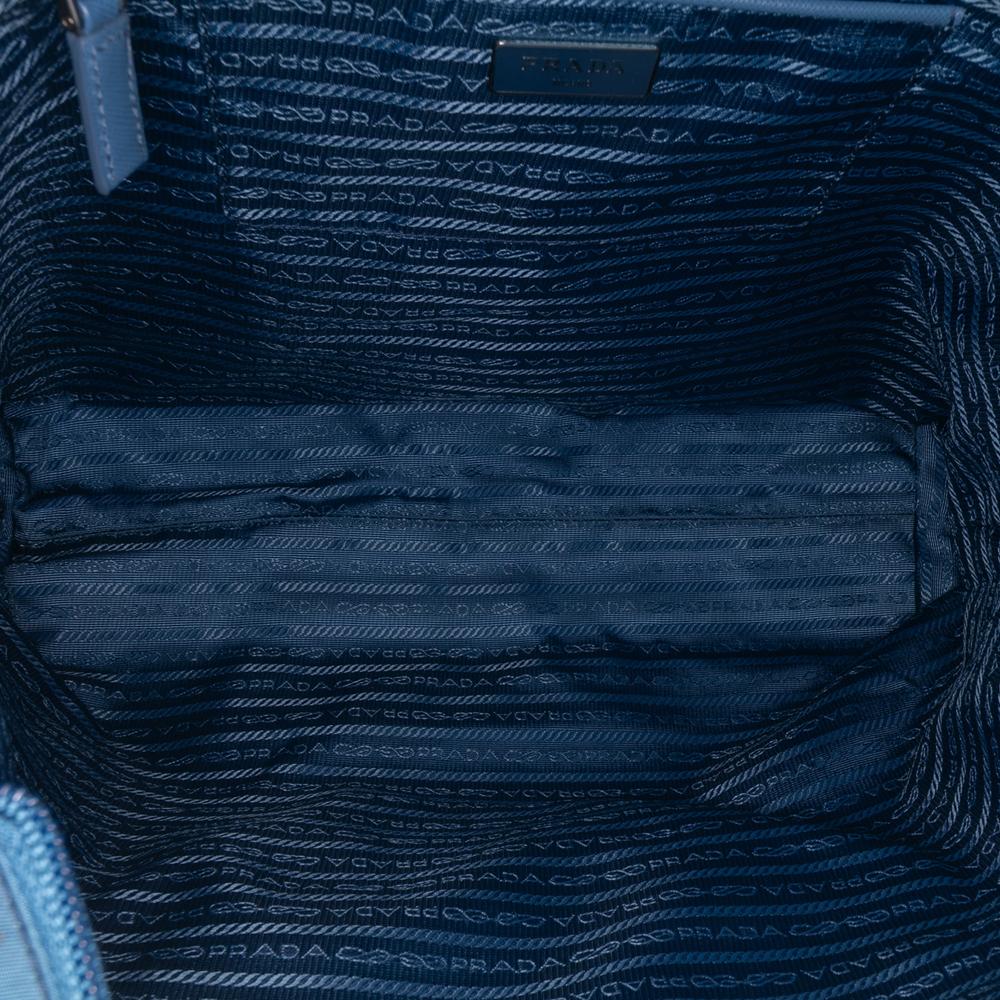 Prada AB Prada Blue Nylon Fabric Tessuto Zip Top Convertible Tote Italy