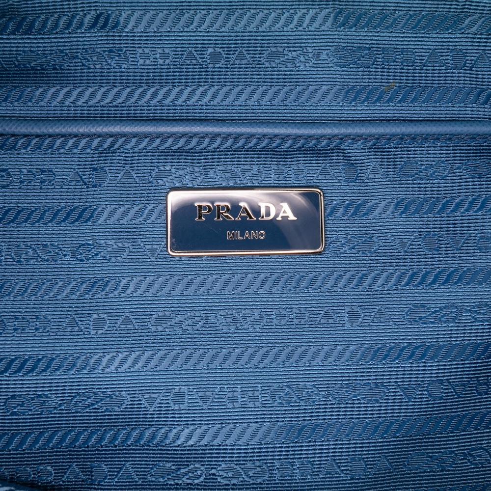 Prada AB Prada Blue Nylon Fabric Tessuto Zip Top Convertible Tote Italy