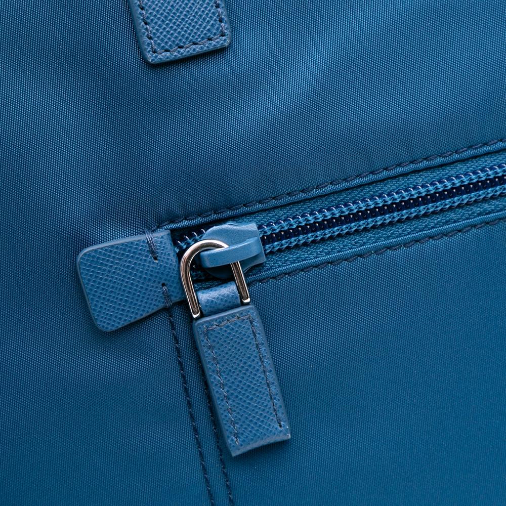 Prada AB Prada Blue Nylon Fabric Tessuto Zip Top Convertible Tote Italy