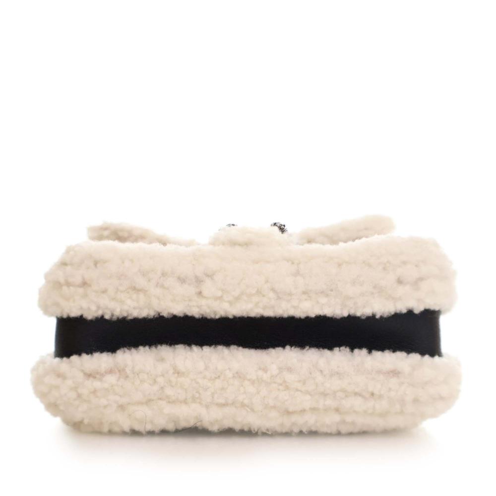 Gucci B Gucci Black Calf Leather Mini and Shearling Dionysus Top Handle Bag Italy