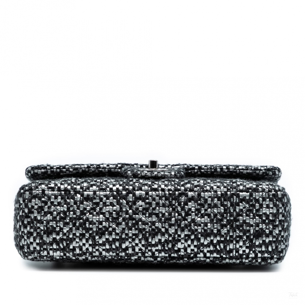 Chanel Classic Double Flap Medium Tweed Shoulder Bag Black