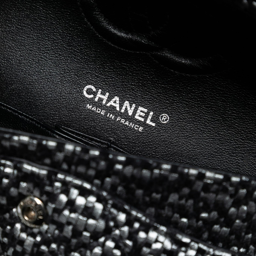 Chanel Classic Double Flap Medium Tweed Shoulder Bag Black