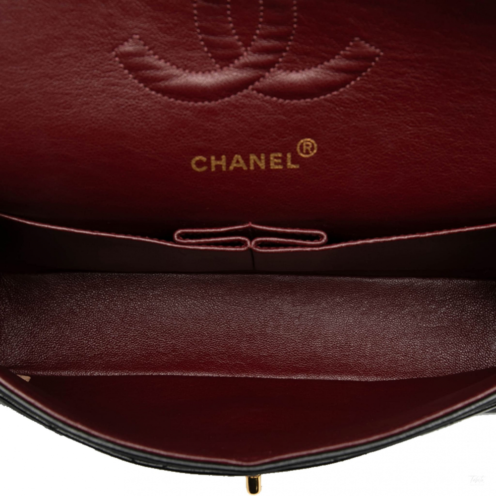 Chanel Vintage Classic Double Flap Medium Lambskin Leather Matelassè Shoulder Bag Black