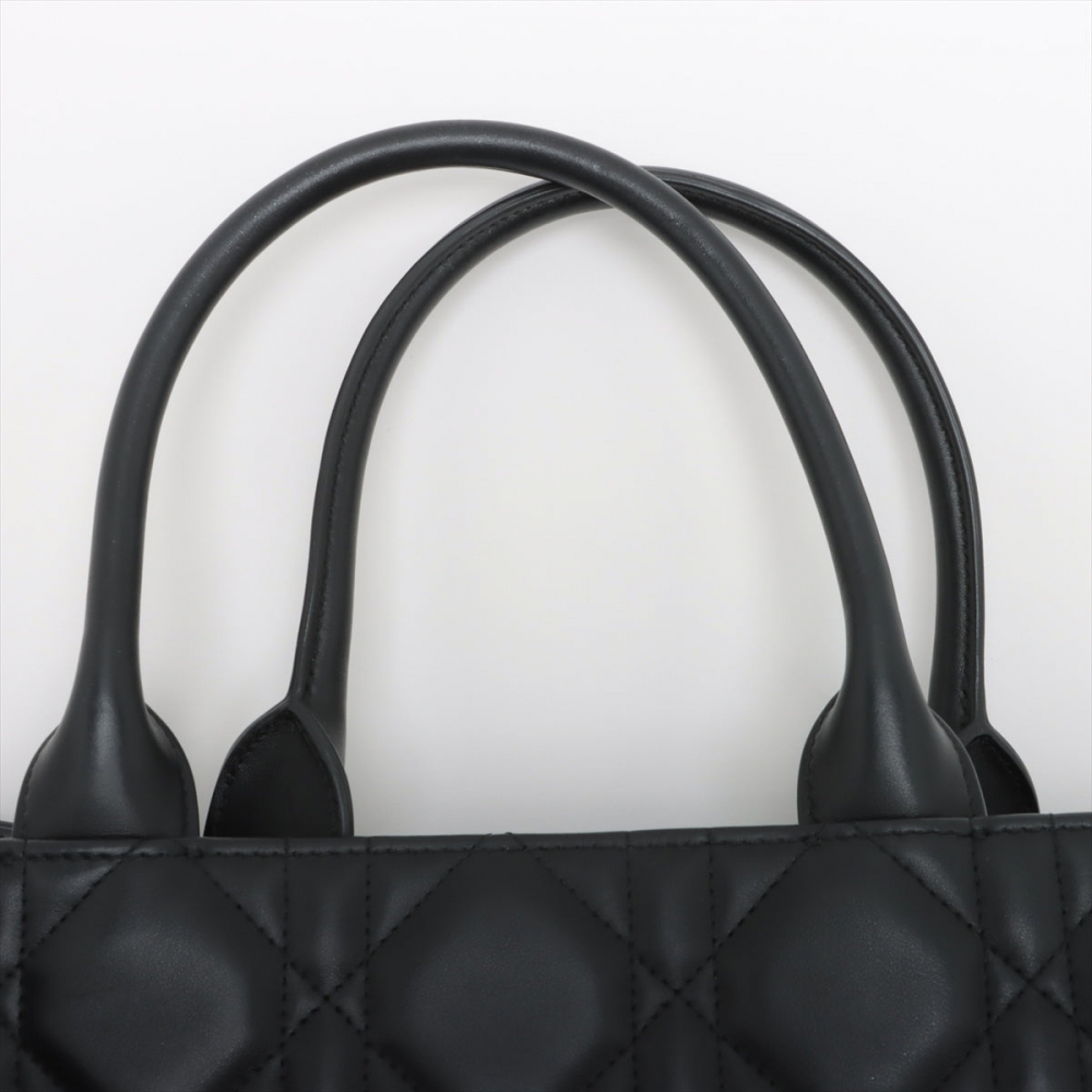 Christian Dior Book Tote Medium Leather Macrocannage Handbag Black