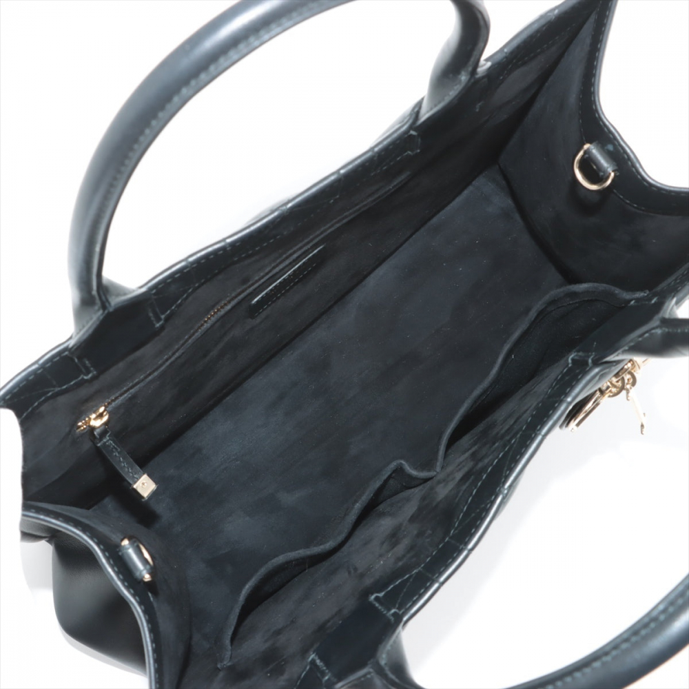 Christian Dior Book Tote Medium Leather Macrocannage Handbag Black