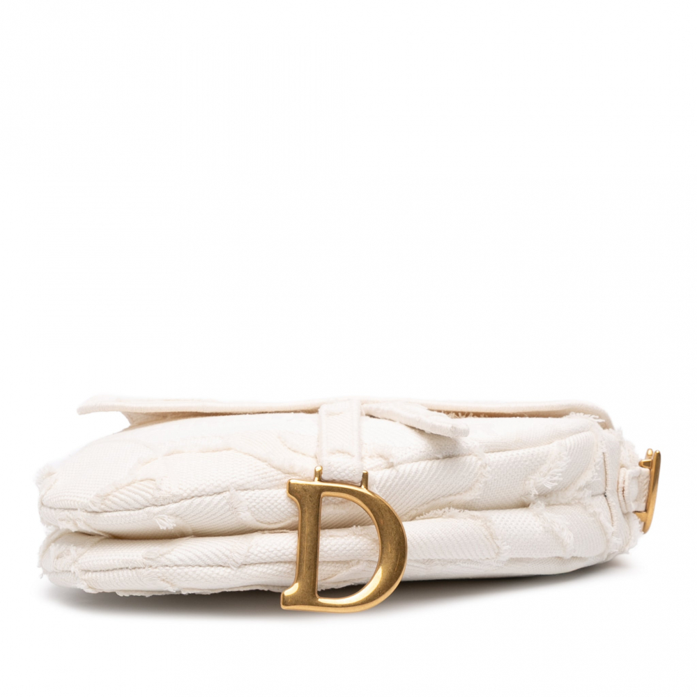 Christian Dior Saddle Canvas Saddle Handbag No Strap White