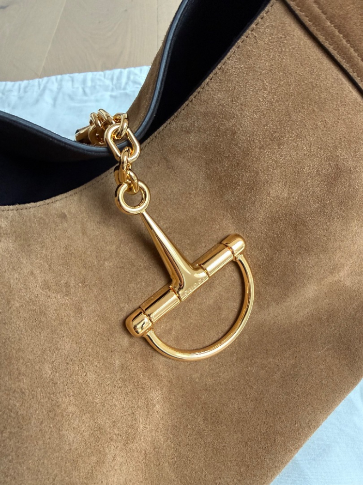 Gucci Softbit Maxi Shoulder Bag brown suede