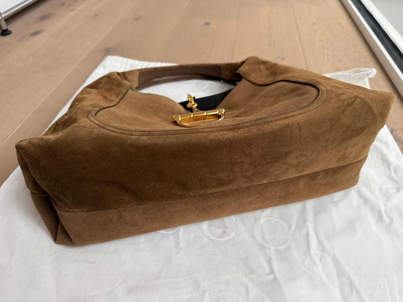 Gucci Softbit Maxi Shoulder Bag brown suede