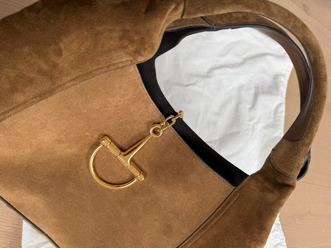 Gucci Softbit Maxi Shoulder Bag brown suede