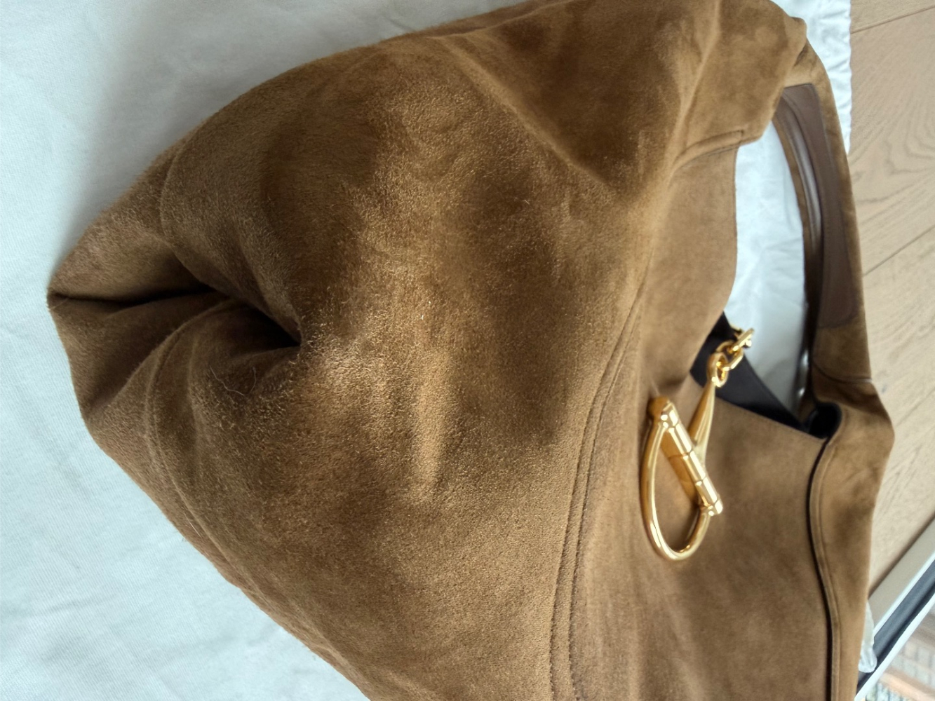 Gucci Softbit Maxi Shoulder Bag brown suede