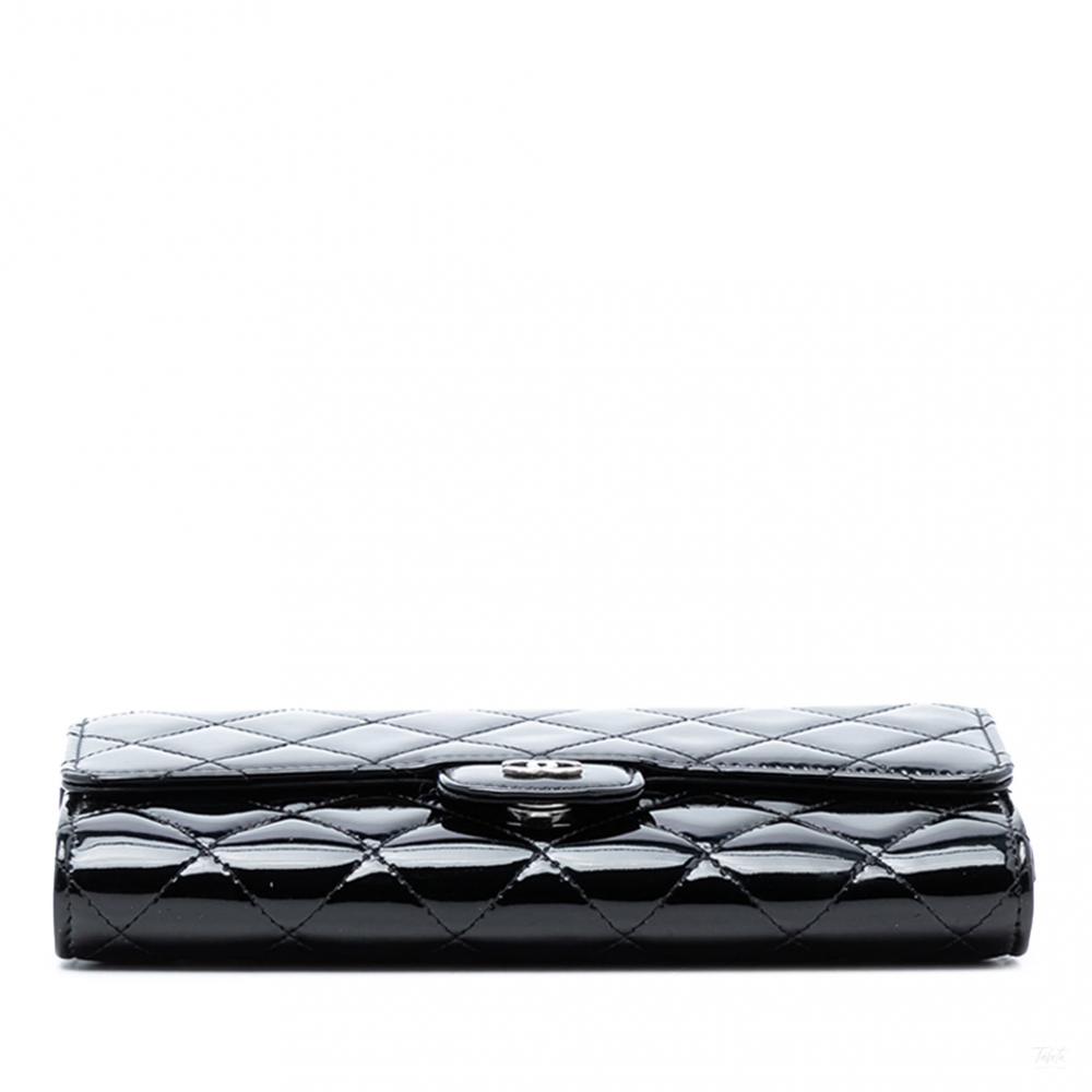 Chanel WOC Patent Leather Quilted Flap Crossbody Black