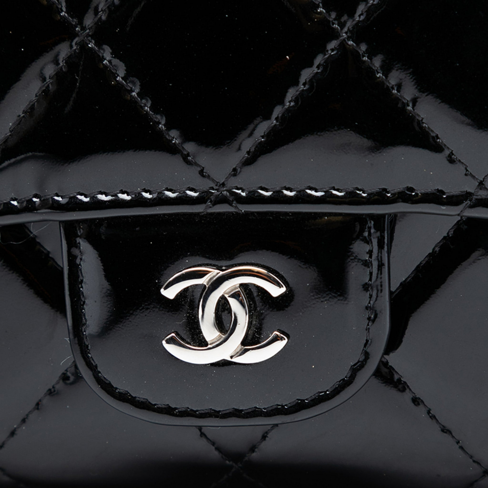 Chanel WOC Patent Leather Quilted Flap Crossbody Black