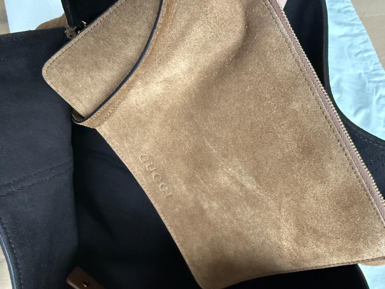 Gucci Softbit Maxi Shoulder Bag brown suede