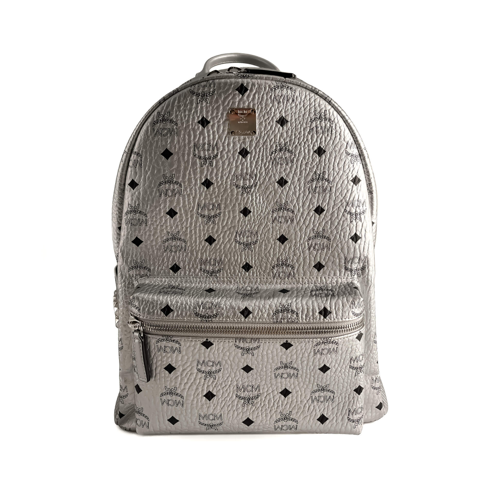 MCM Stark Medium Visetos Canvas Backpack Metallic