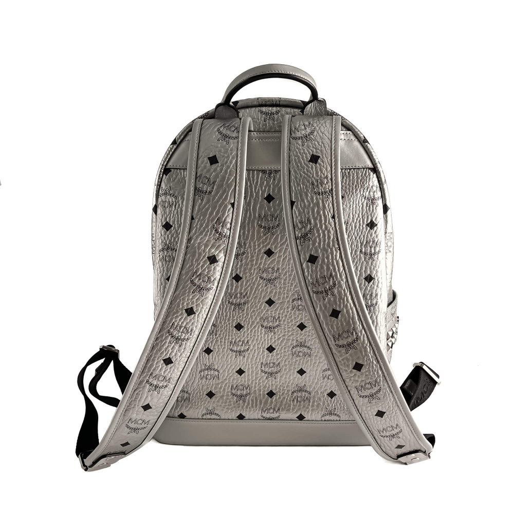 MCM Stark Medium Visetos Canvas Backpack Metallic