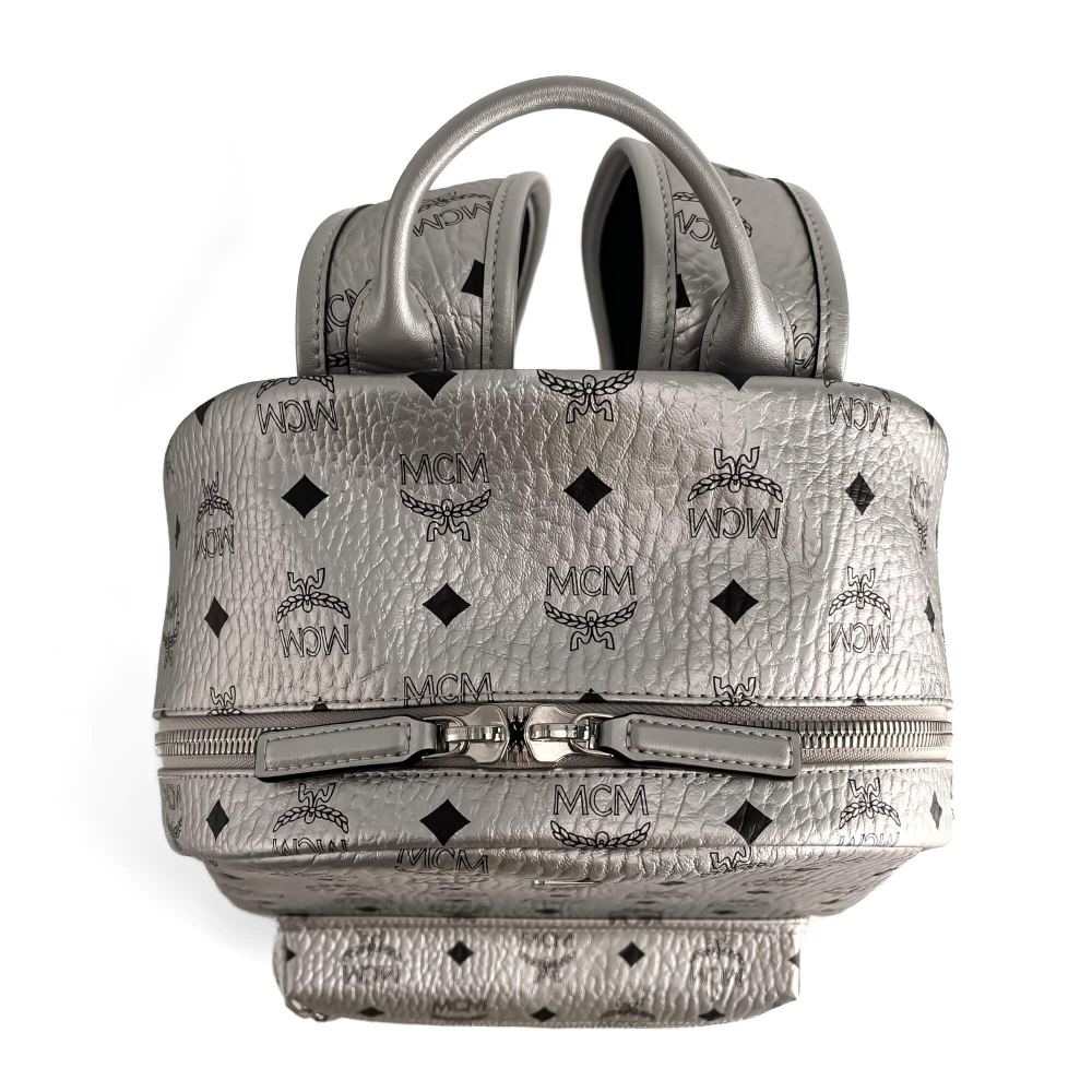 MCM Stark Medium Visetos Canvas Backpack Metallic