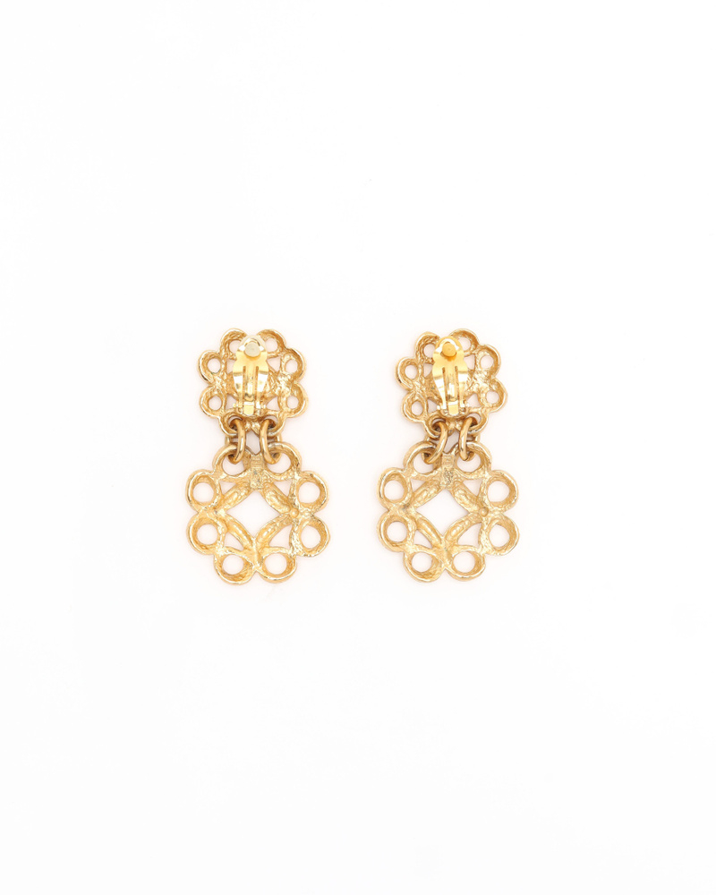 Saint Laurent Gold-tone Dangling Clip-on Earrings