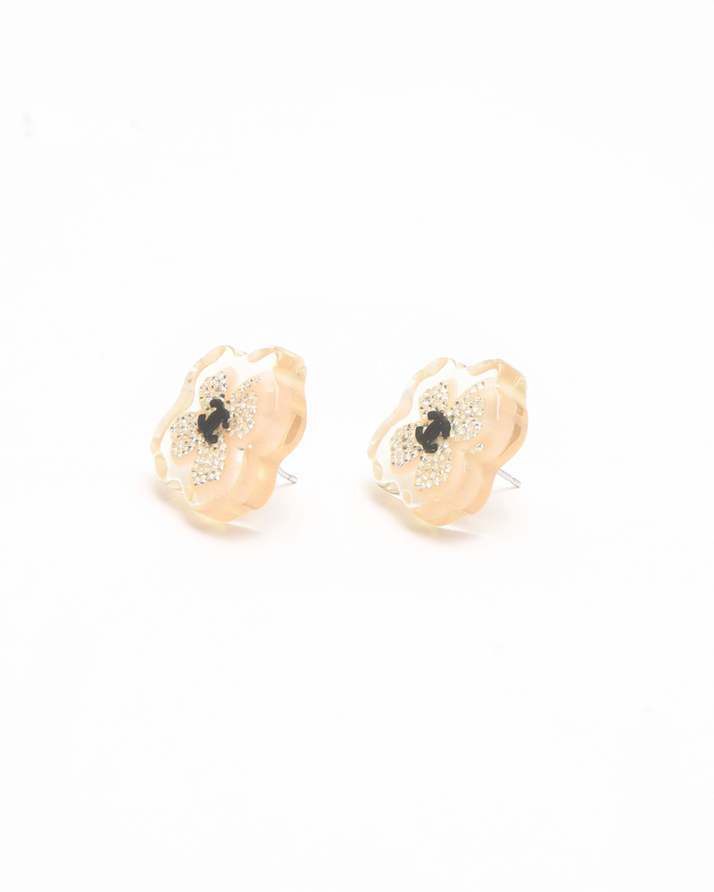Chanel Coco Mark Resin Rhinestone Earrings