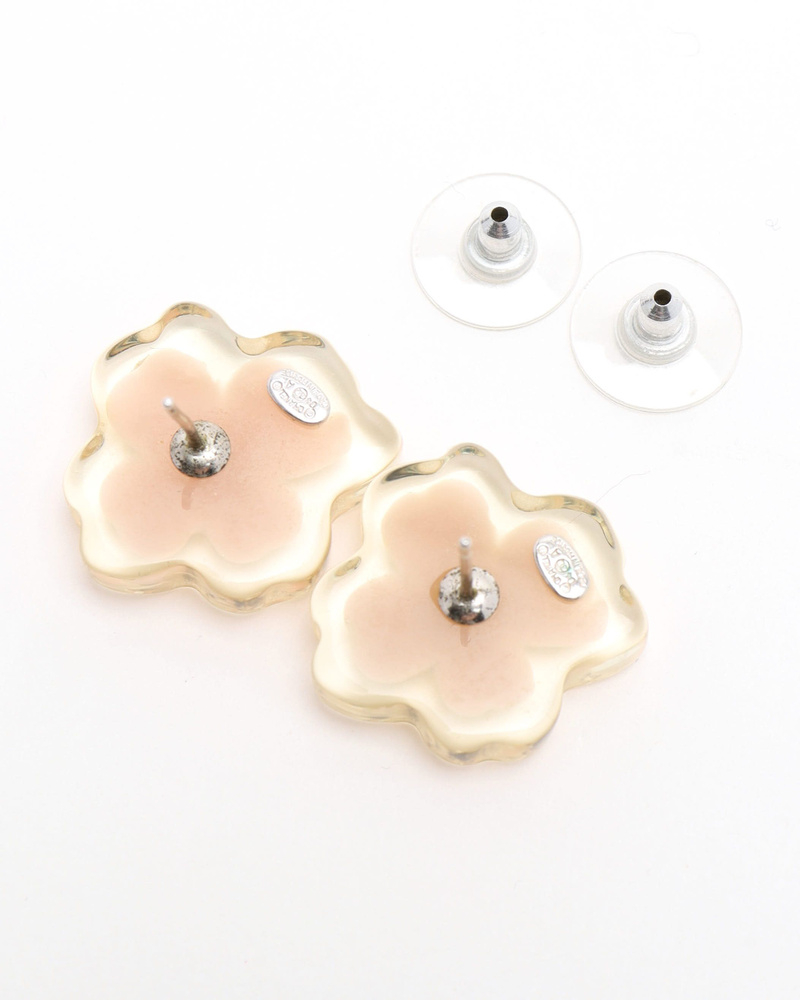 Chanel Coco Mark Resin Rhinestone Earrings