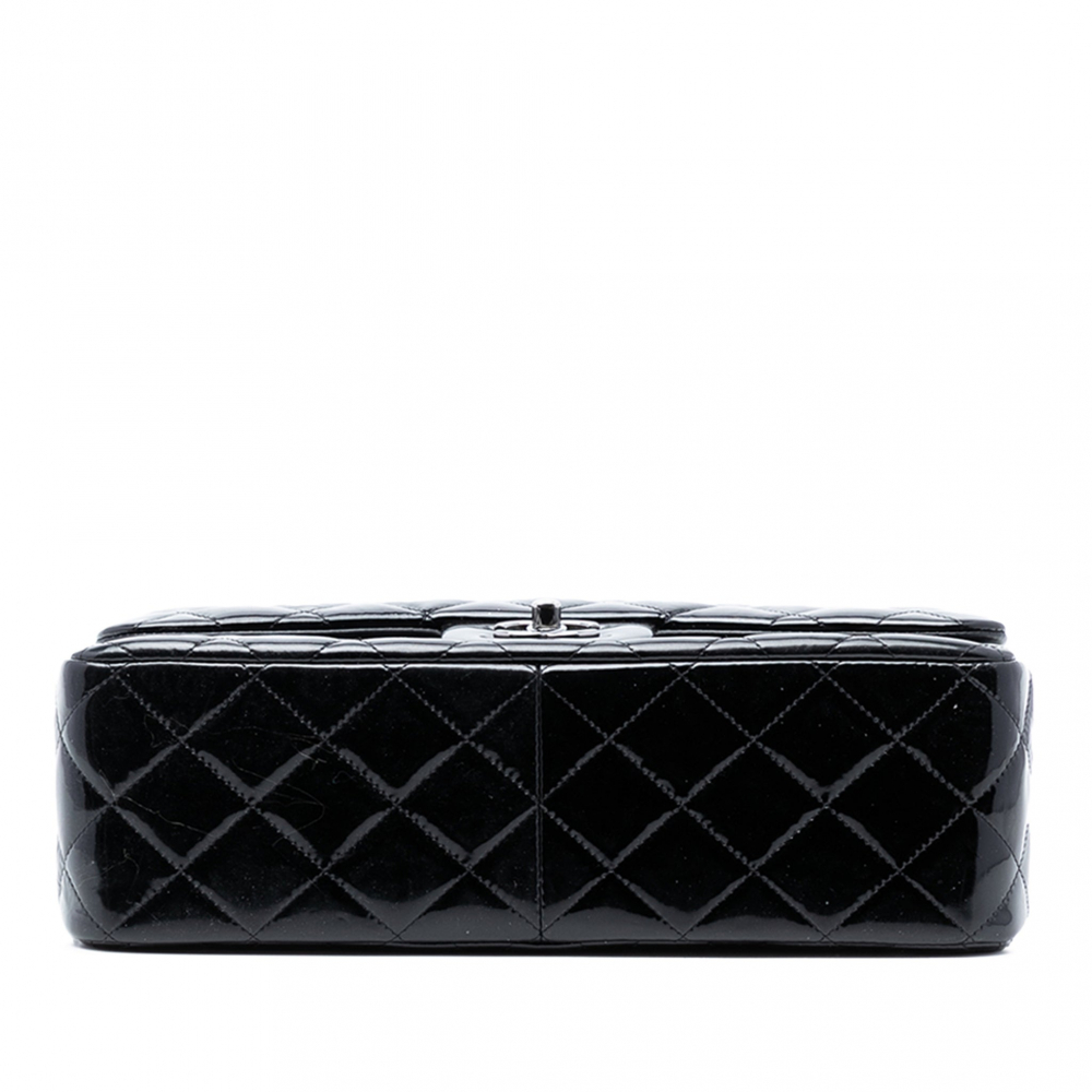 Chanel Classic Double Flap Jumbo Patent Leather Matelassè Handbag Black